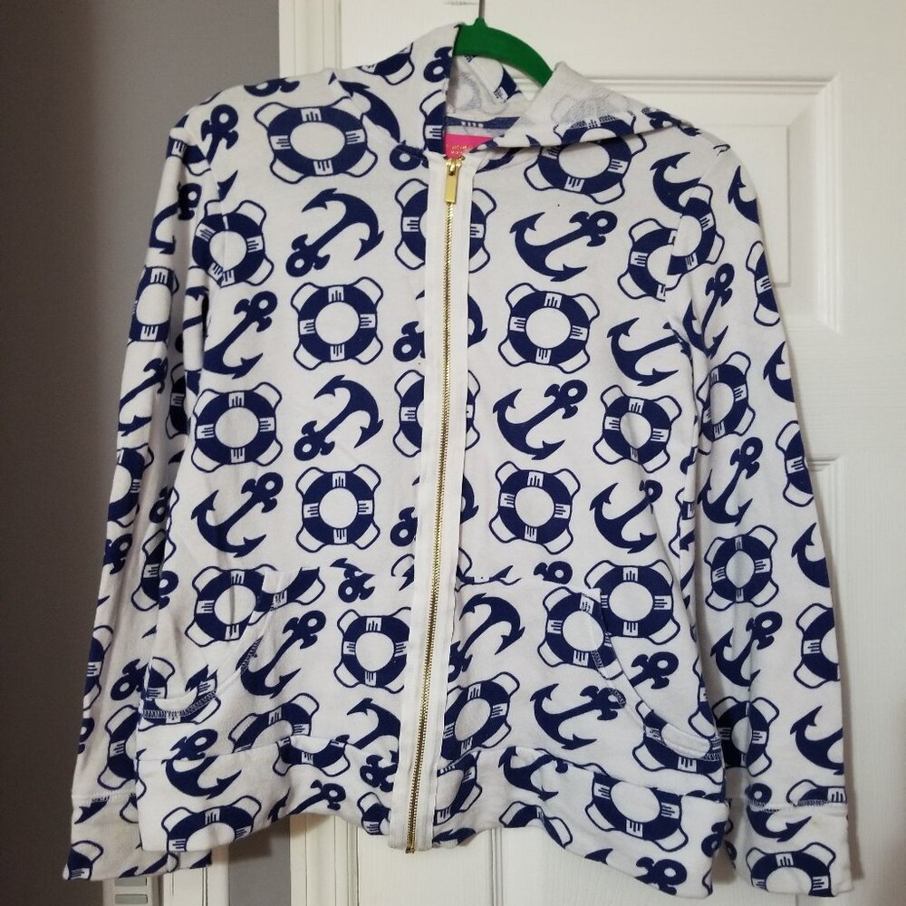 Macbeth Collection by Margaret Josephs Blue and White Sailor's Cotton Hoodie